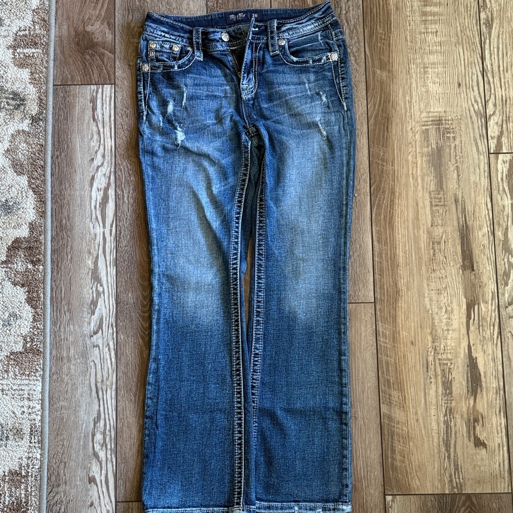 Miss Me Women's MID Rise Boot Cut Jeans in Blue